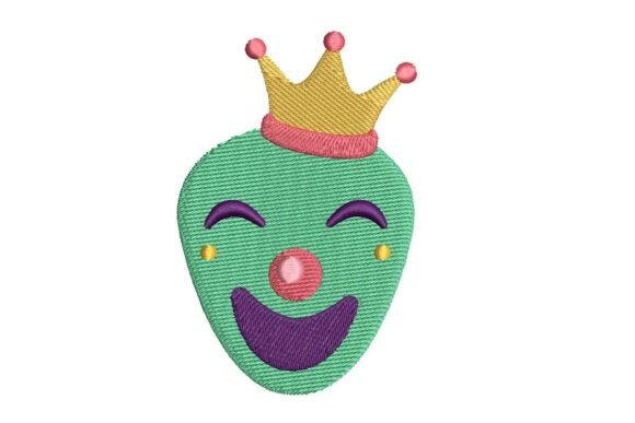 Cheerful Clown Face with Crown Embroidery Design Review