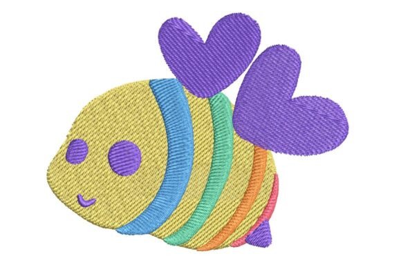Cute Rainbow Bee with Heart Wings Embroidery Review