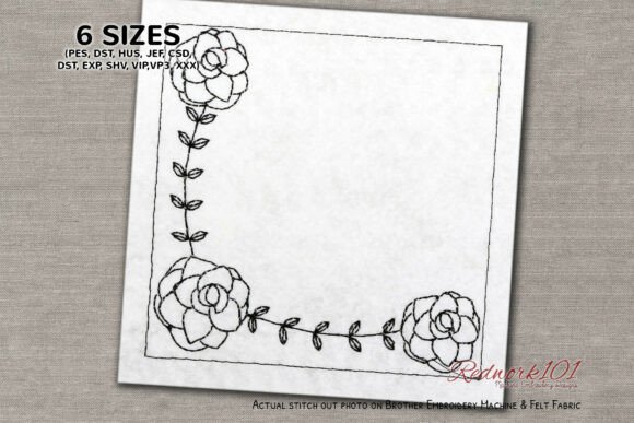 Review: Nice Begonia Flower Redwork Embroidery Design